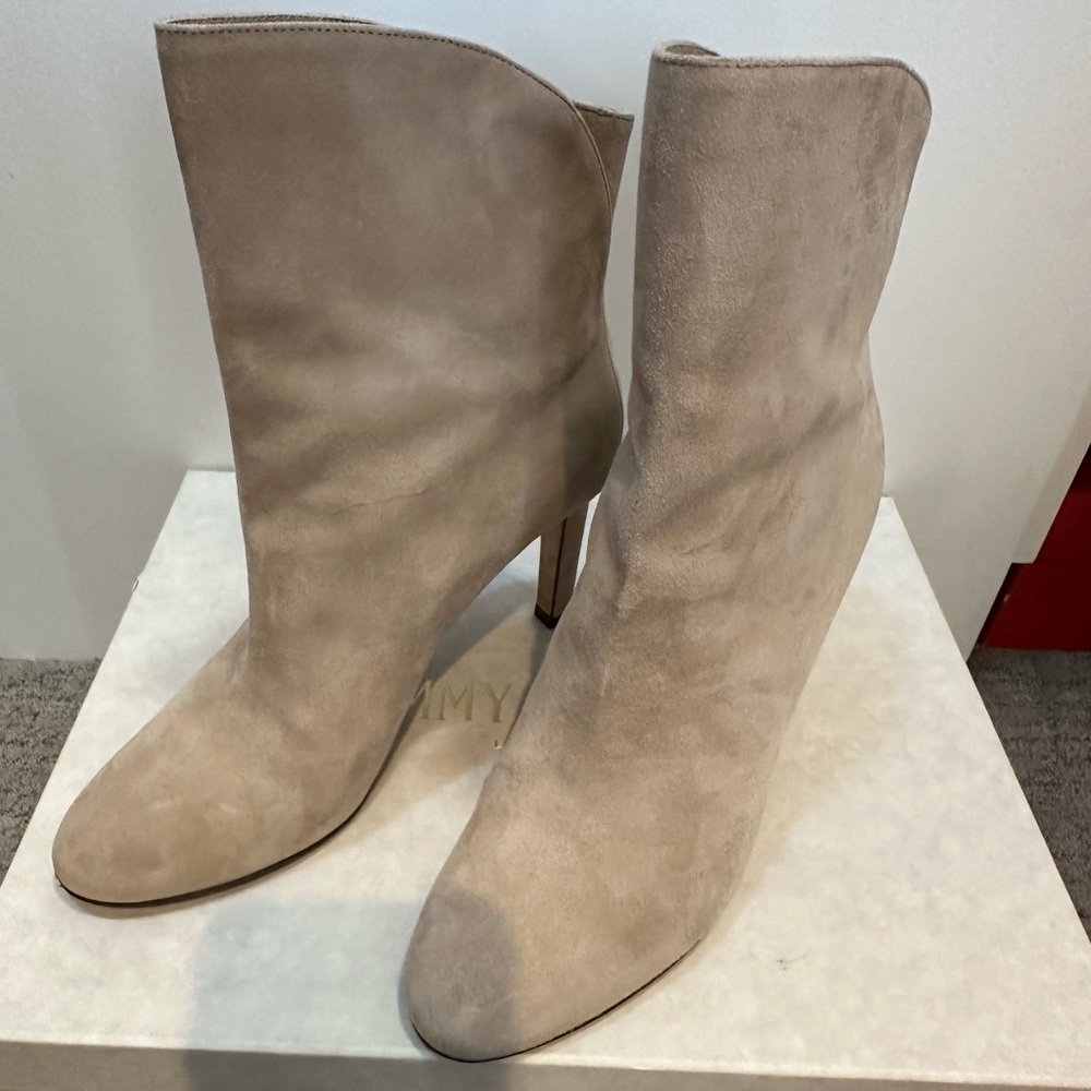 Jimmy Choo Taupe Suede Pumps